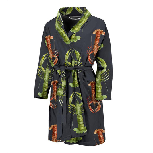 Lobster Pattern Print Design 01 Men Bathrobe-JORJUNE.COM
