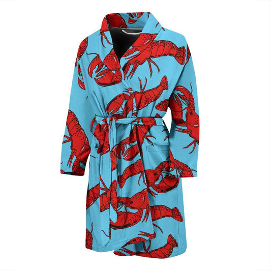 Lobster Red Pattern Print Design 03 Men Bathrobe-JORJUNE.COM