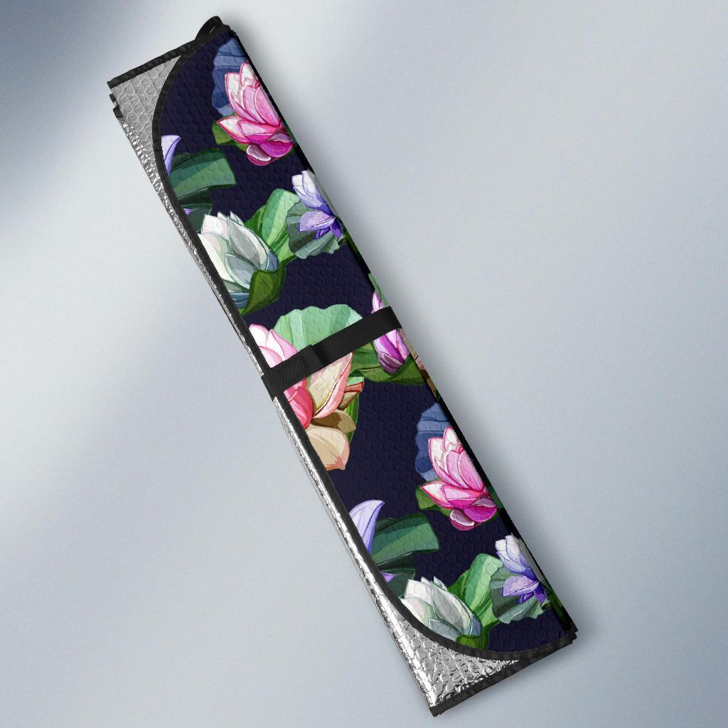 Lotus Flower Print Design Car Sun Shade For Windshield