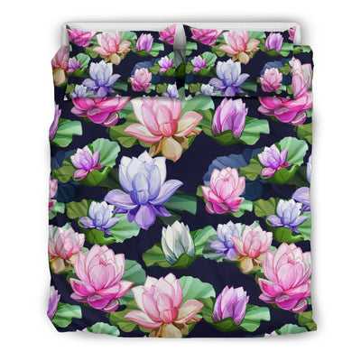 Lotus Flower Print Design Duvet Cover Bedding Set