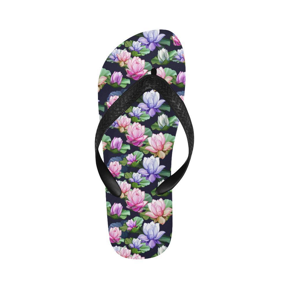 Lotus Flower Print Design Flip Flops-JTAMIGO.COM