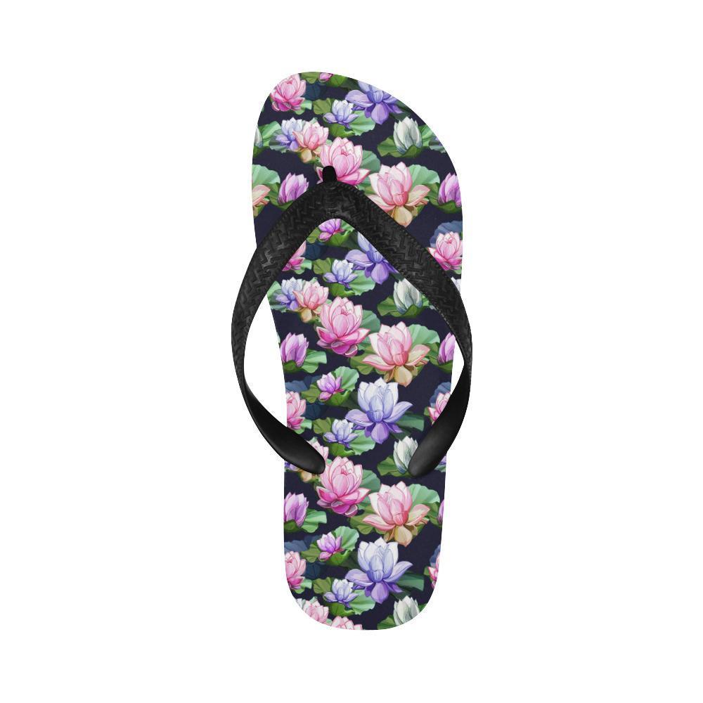 Lotus Flower Print Design Flip Flops-JTAMIGO.COM