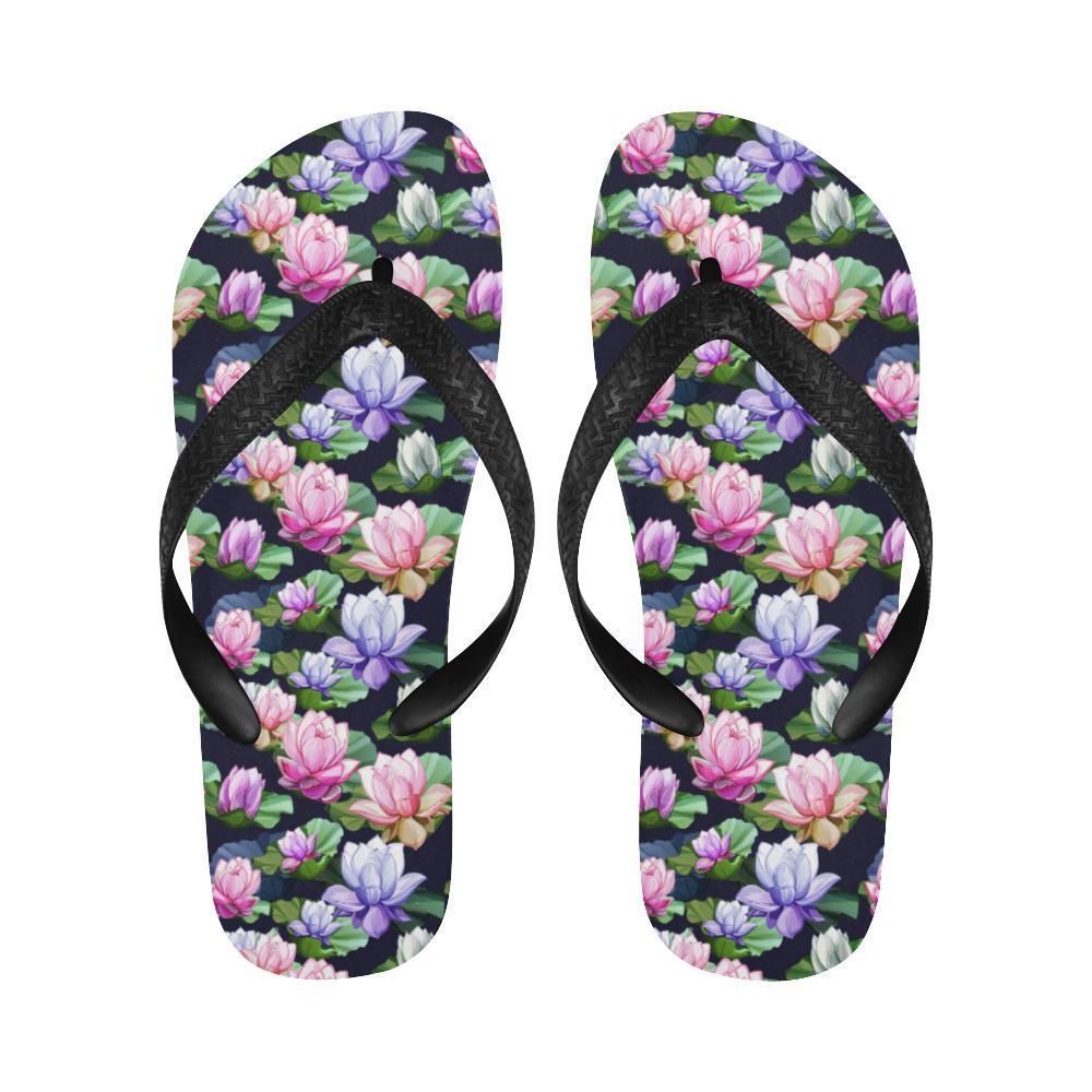 Lotus Flower Print Design Flip Flops-JTAMIGO.COM