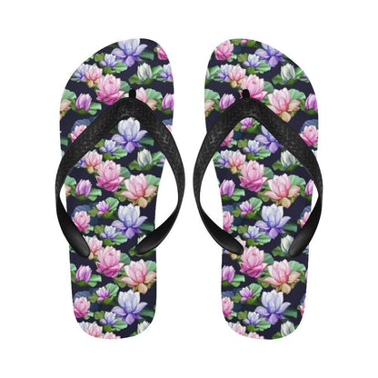 Lotus Flower Print Design Flip Flops-JTAMIGO.COM