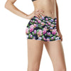 Lotus Flower Print Design High Waisted Spandex Shorts-JTAMIGO.COM