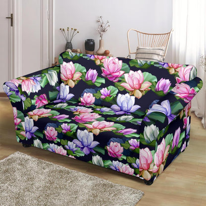 Lotus Flower Print Design Loveseat Slipcover-JTAMIGO.COM