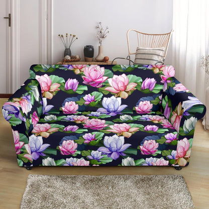 Lotus Flower Print Design Loveseat Slipcover-JTAMIGO.COM