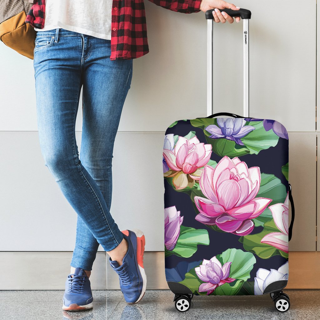 Lotus Flower Print Design Luggage Cover Protector