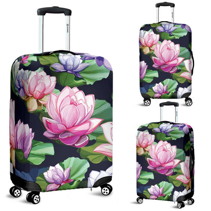Lotus Flower Print Design Luggage Cover Protector