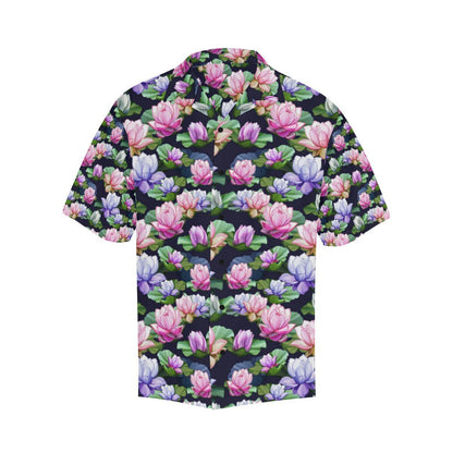 Lotus Flower Print Design Men Aloha Hawaiian Shirt