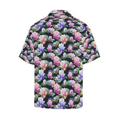 Lotus Flower Print Design Men Aloha Hawaiian Shirt