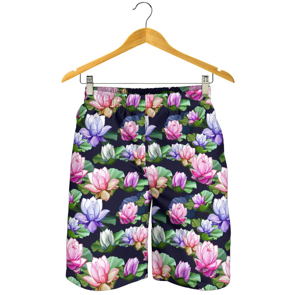 Lotus Flower Print Design Mens Shorts-JTAMIGO.COM