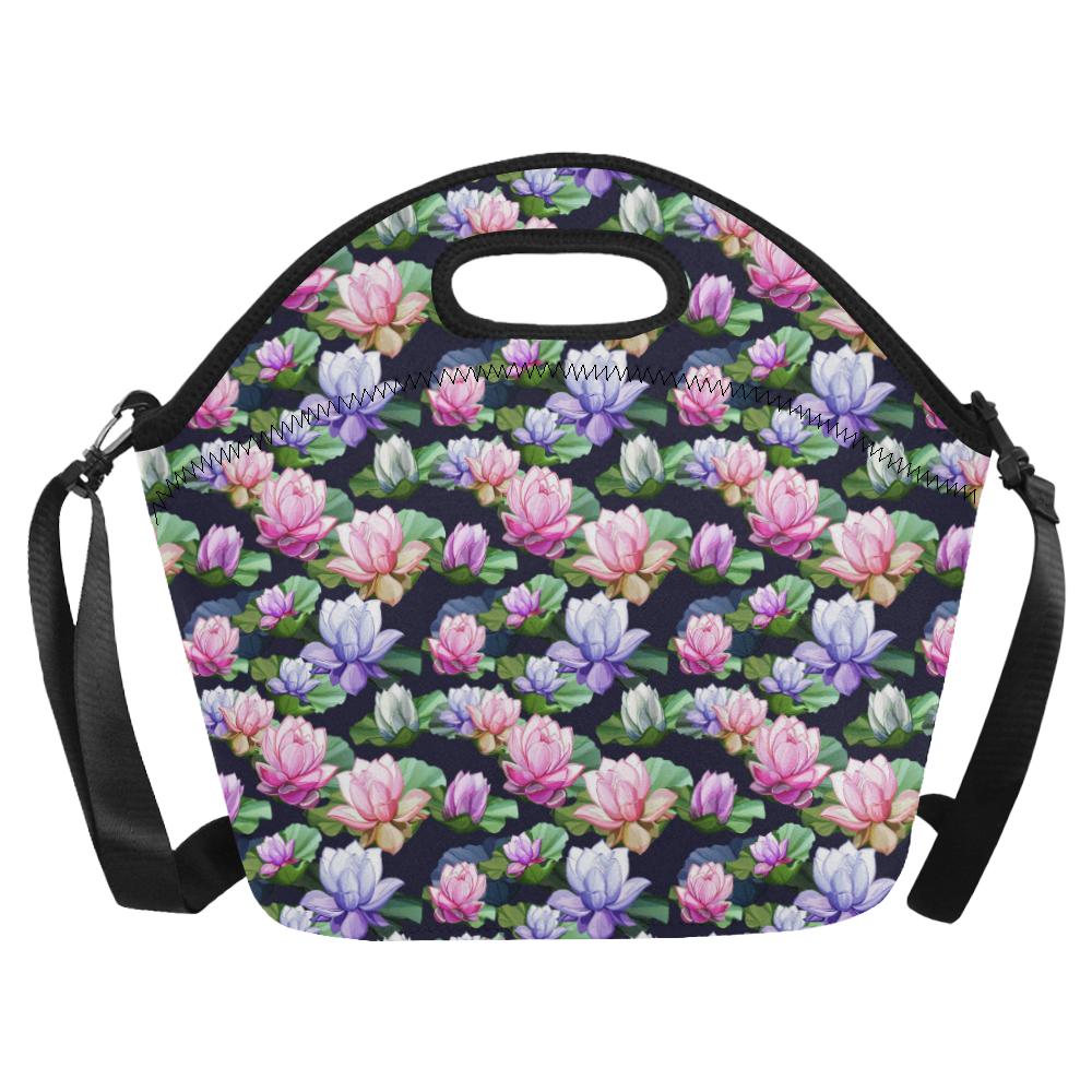 Lotus Flower Print Design Neoprene Lunch Bag (Model 1669)(Large)-JTAMIGO.COM