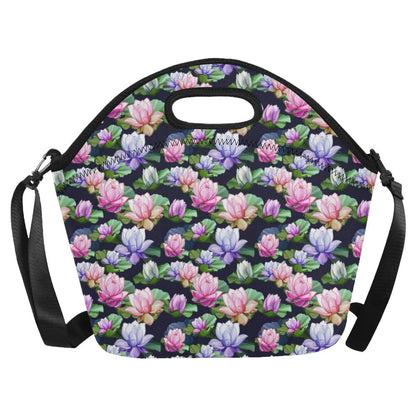 Lotus Flower Print Design Neoprene Lunch Bag (Model 1669)(Large)-JTAMIGO.COM