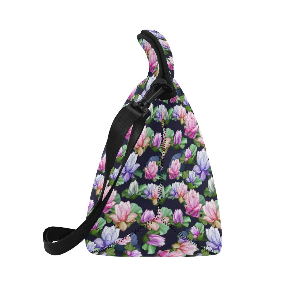 Lotus Flower Print Design Neoprene Lunch Bag (Model 1669)(Large)-JTAMIGO.COM