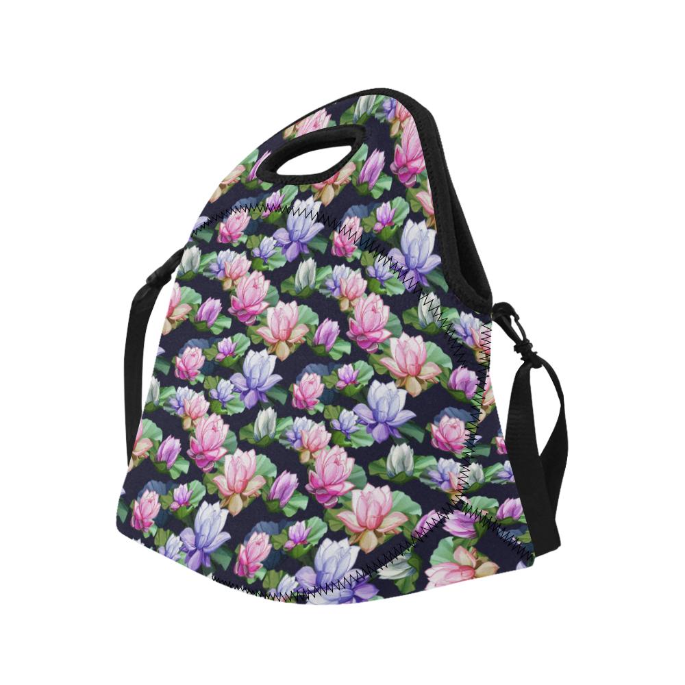 Lotus Flower Print Design Neoprene Lunch Bag (Model 1669)(Large)-JTAMIGO.COM