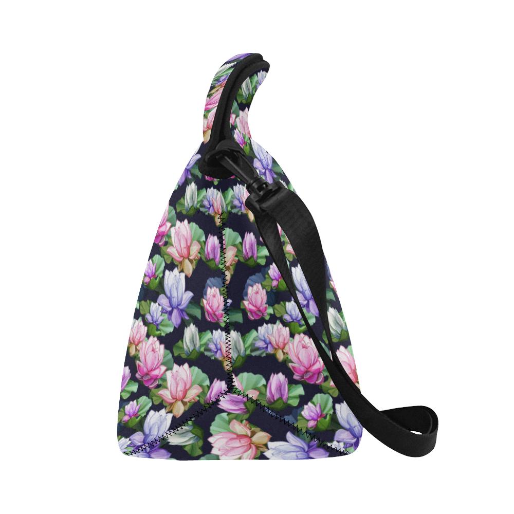 Lotus Flower Print Design Neoprene Lunch Bag (Model 1669)(Large)-JTAMIGO.COM