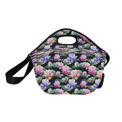 Lotus Flower Print Design Neoprene Lunch Bag (Model 1669)(Large)-JTAMIGO.COM