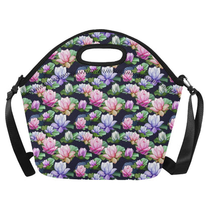 Lotus Flower Print Design Neoprene Lunch Bag (Model 1669)(Large)-JTAMIGO.COM