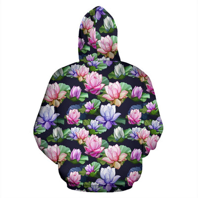 Lotus Flower Print Design Pullover Hoodie