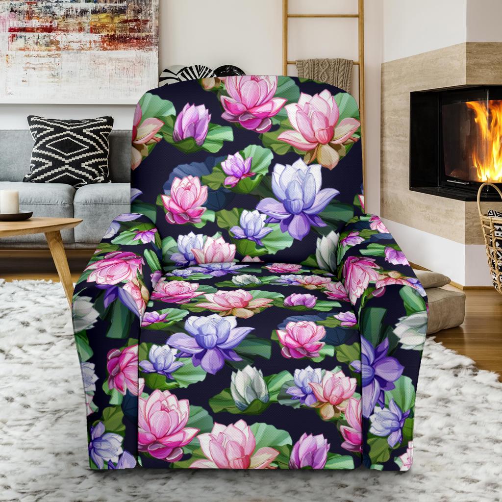 Lotus Flower Print Design Single Sofa Slipcover -JTAMIGO.COM