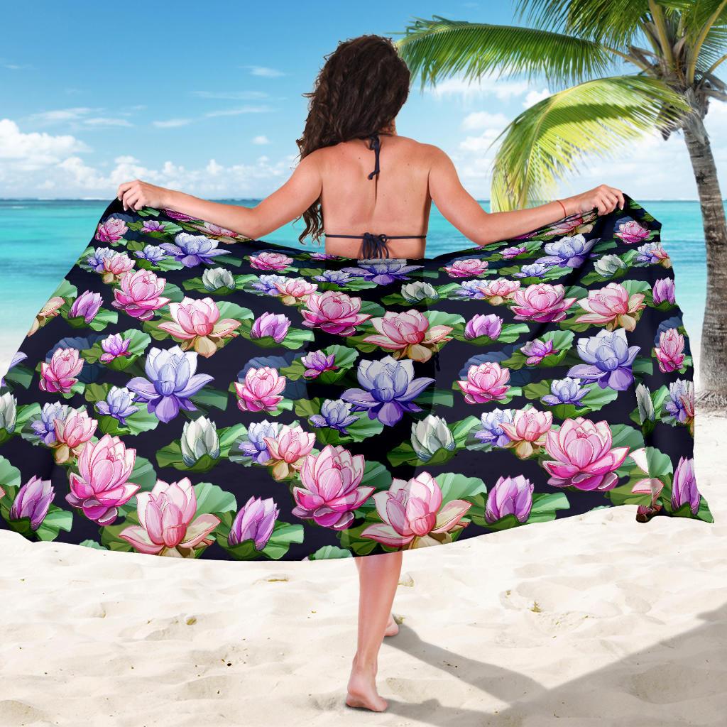 Lotus Flower Print Design Sarong Pareo Wrap