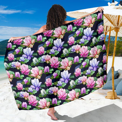 Lotus Flower Print Design Sarong Pareo Wrap