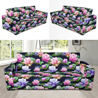 Lotus Flower Print Design Sofa Slipcover-JTAMIGO.COM