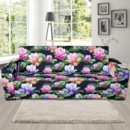Lotus Flower Print Design Sofa Slipcover-JTAMIGO.COM