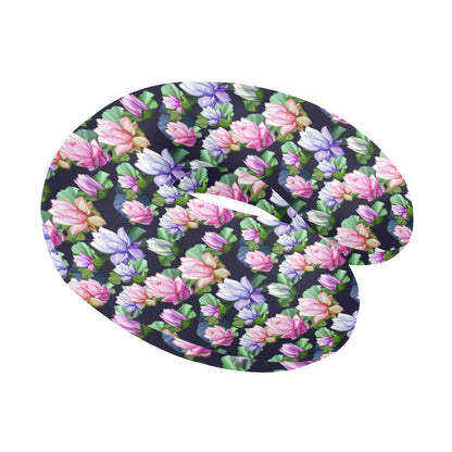 Lotus Flower Print Design U-Shaped Travel Neck Pillow-JTAMIGO.COM