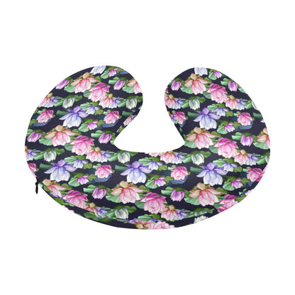 Lotus Flower Print Design U-Shaped Travel Neck Pillow-JTAMIGO.COM