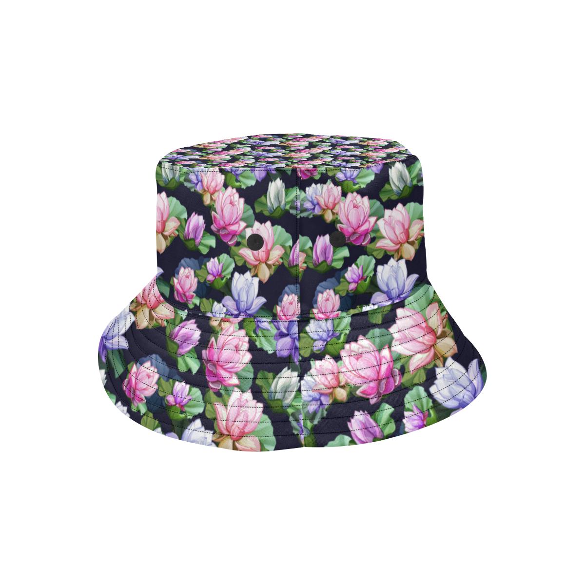 Lotus Flower Print Design Unisex Bucket Hat