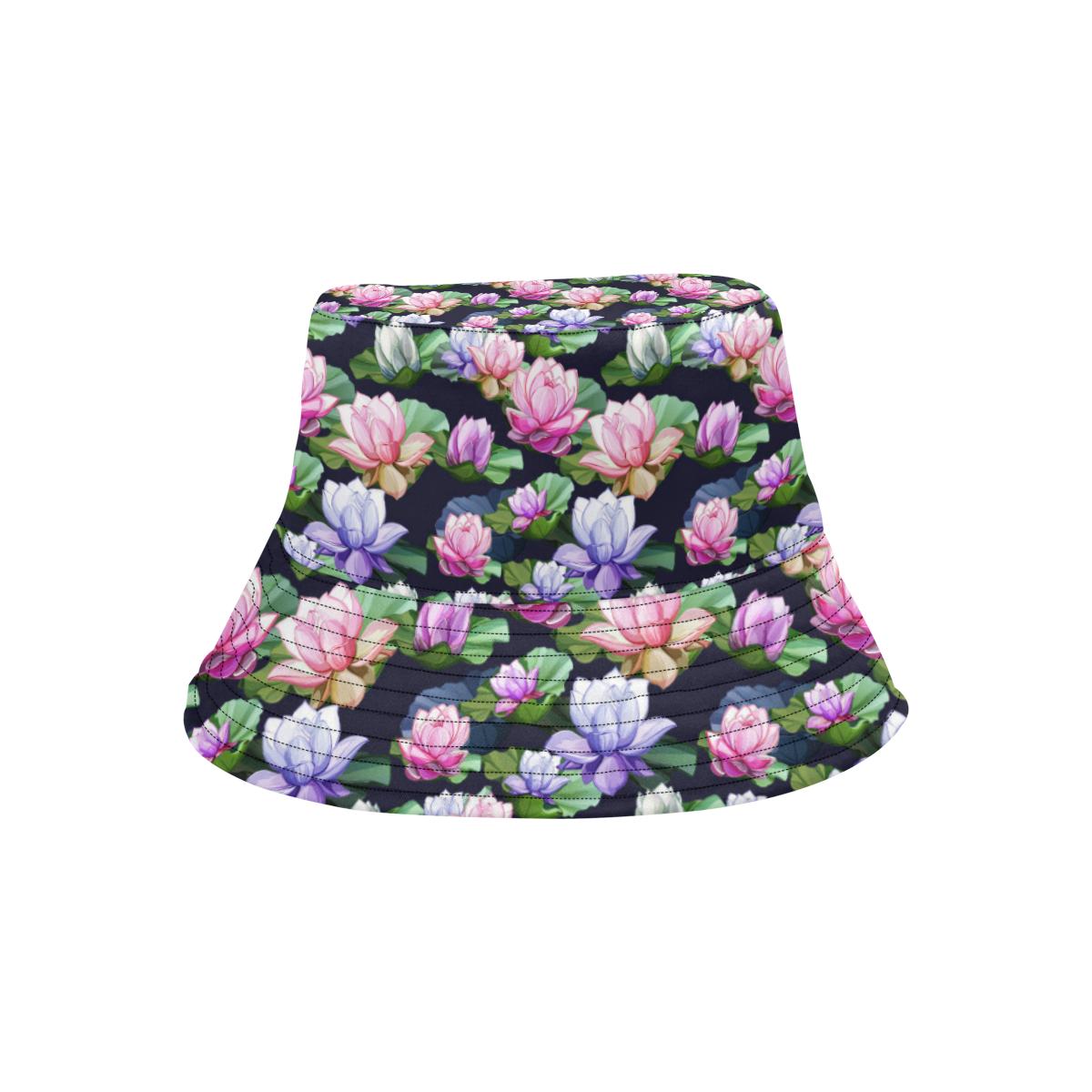 Lotus Flower Print Design Unisex Bucket Hat