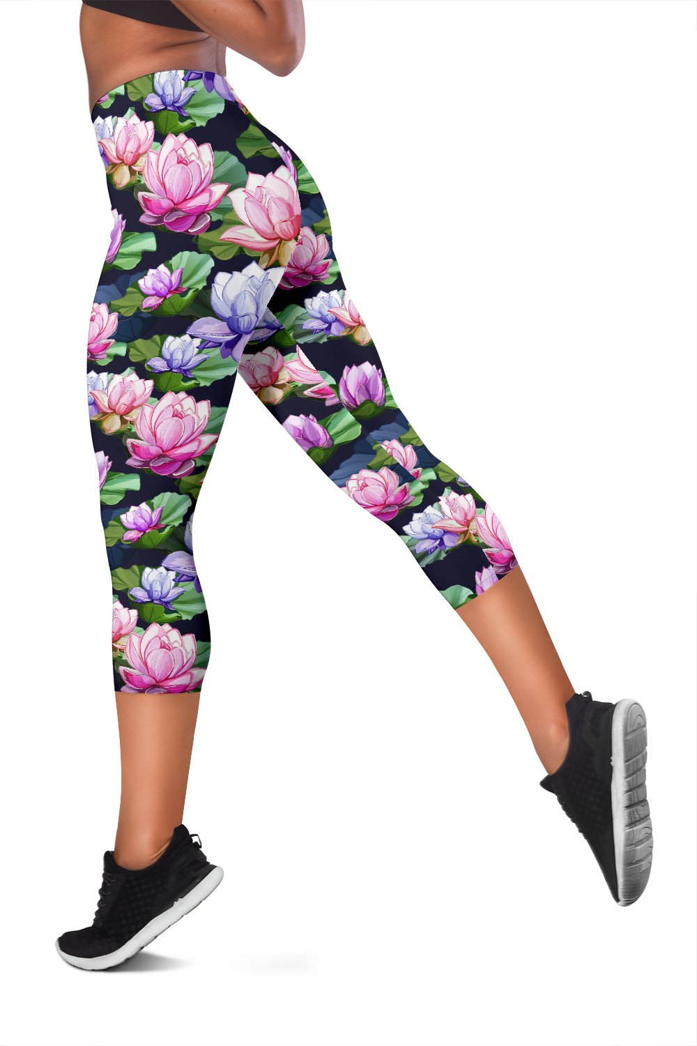 Lotus Flower Print Design Women Capris