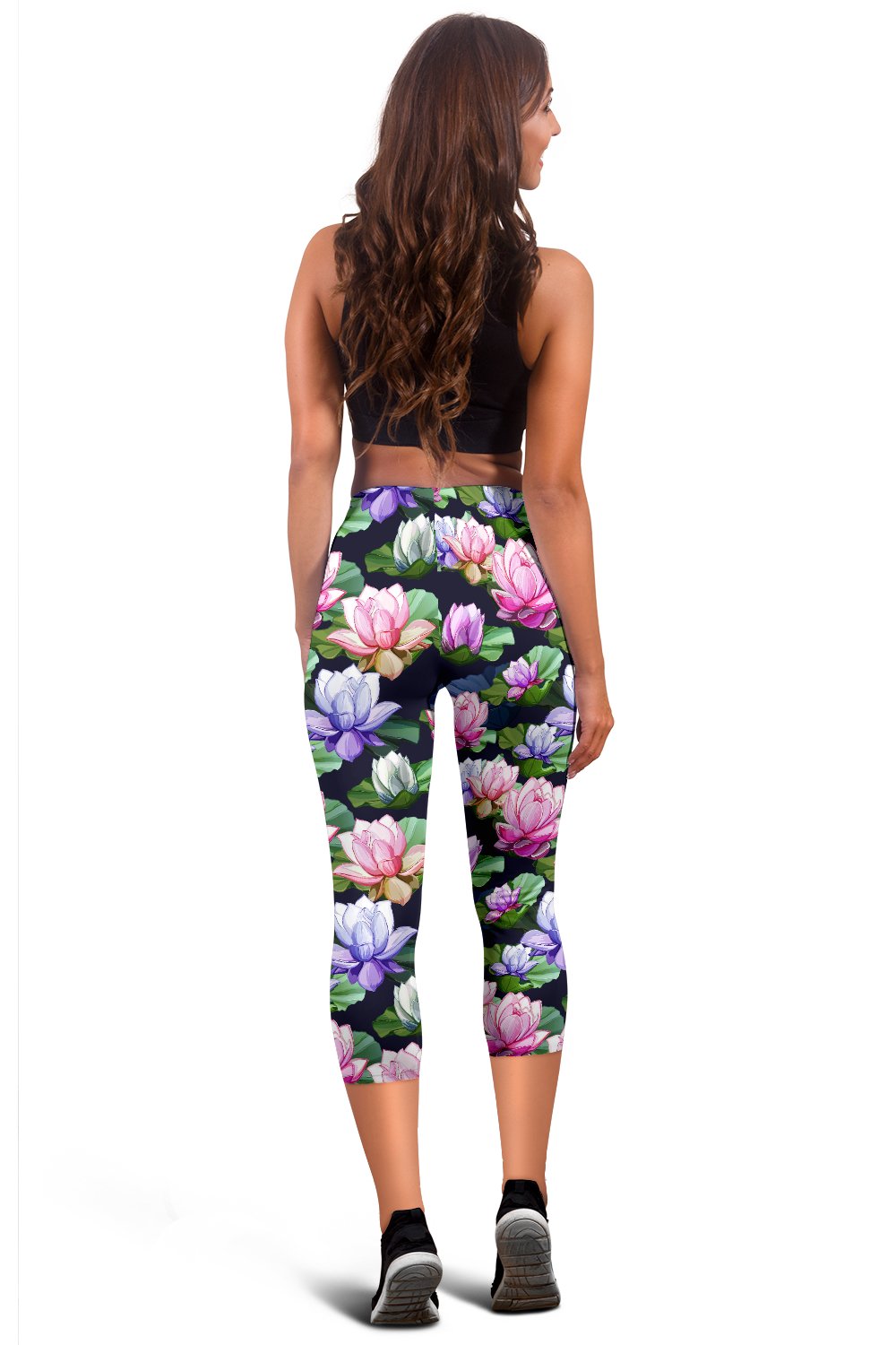 Lotus Flower Print Design Women Capris