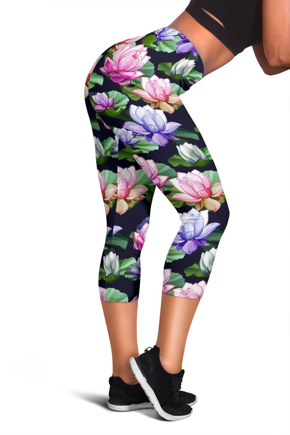 Lotus Flower Print Design Women Capris