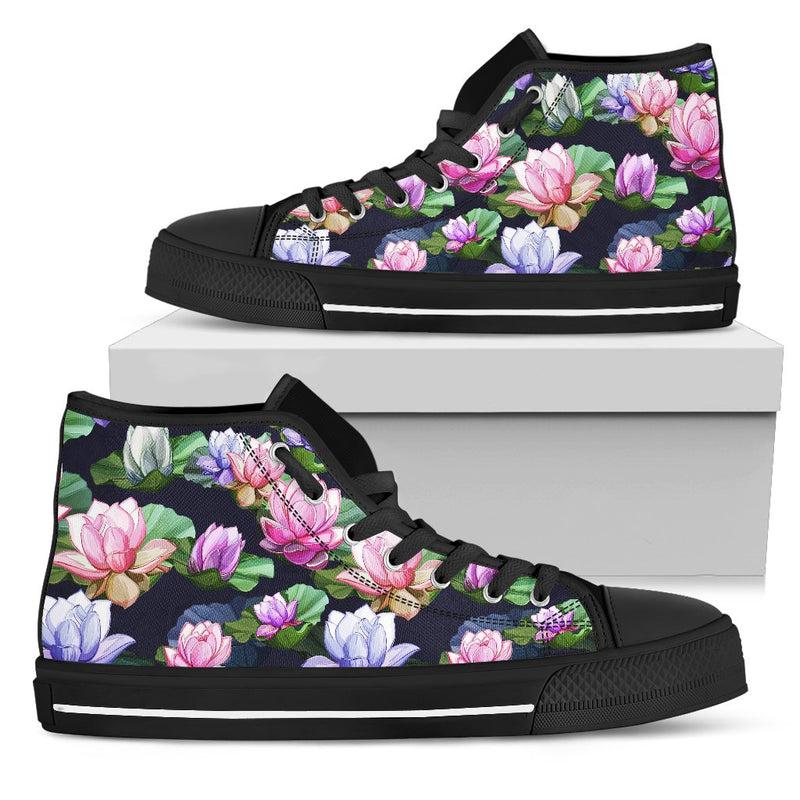 Lotus Flower Print Design Women High Top Shoes