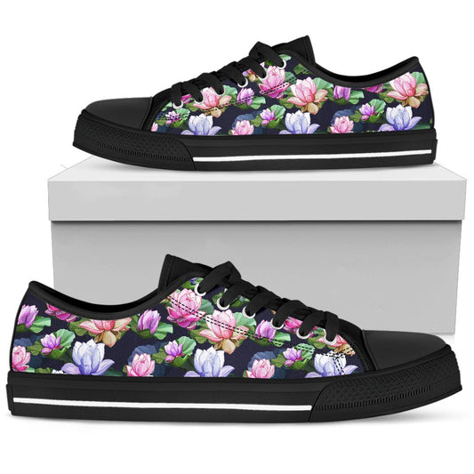 Lotus Flower Print Design Women Low Top Shoes