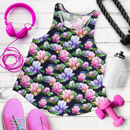 Lotus Flower Print Design Women Racerback Tank Top
