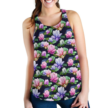 Lotus Flower Print Design Women Racerback Tank Top