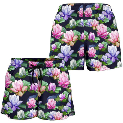 Lotus Flower Print Design Women Shorts-JTAMIGO.COM