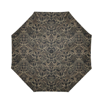 Lotus Gold Mandala Design Themed Automatic Foldable Umbrella