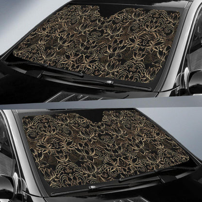 Lotus Gold Mandala Design Themed Car Sun Shade For Windshield