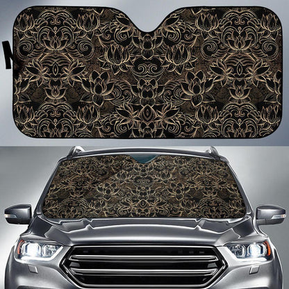 Lotus Gold Mandala Design Themed Car Sun Shade For Windshield