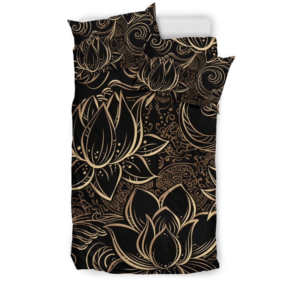 Lotus Gold Mandala Design Themed Duvet Cover Bedding Set