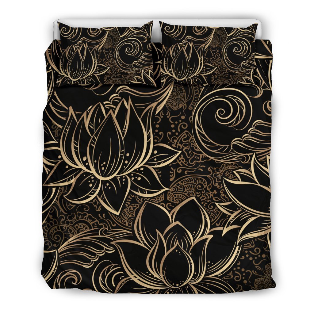 Lotus Gold Mandala Design Themed Duvet Cover Bedding Set