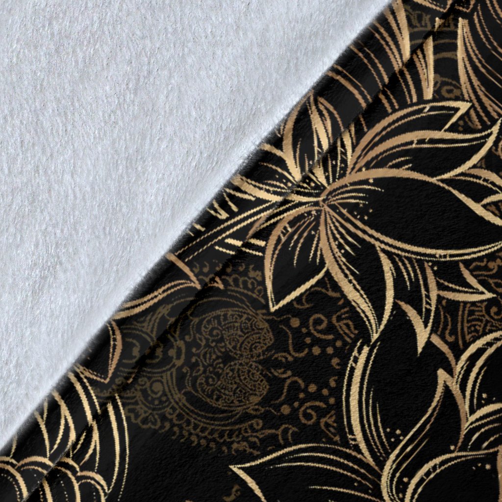 Lotus Gold Mandala Design Themed Fleece Blanket