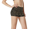 Lotus Gold Mandala Design Themed High Waisted Spandex Shorts-JTAMIGO.COM