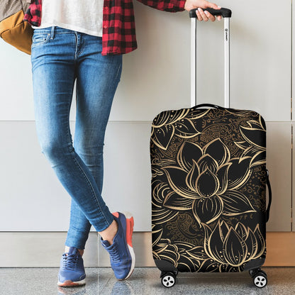 Lotus Gold Mandala Design Themed Luggage Cover Protector