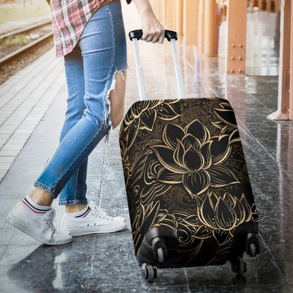 Lotus Gold Mandala Design Themed Luggage Cover Protector